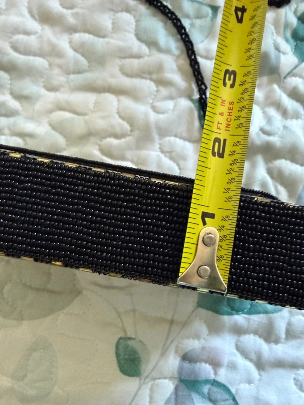 Vintage Beaded Checkerboard Clutch Crossbody Bag Gold Black Art Deco
